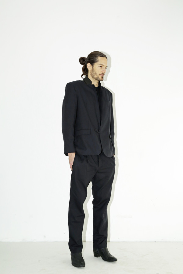Men's Assembly Black Cotton Suit Jacket Men's Assembly Black Cotton Suit Jacket