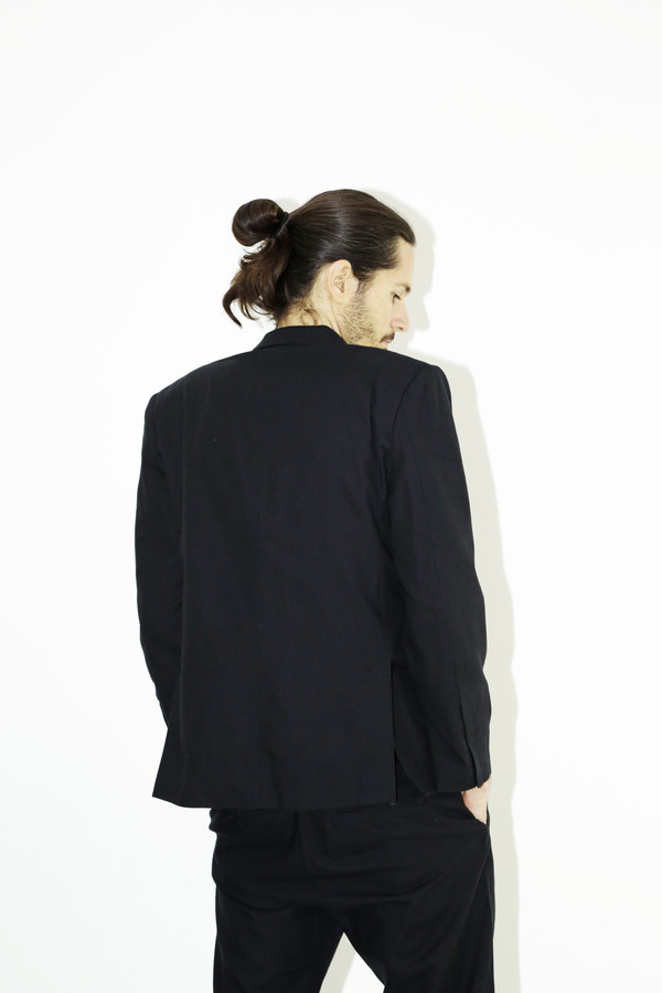 Men's Assembly Black Cotton Suit Jacket Men's Assembly Black Cotton Suit Jacket