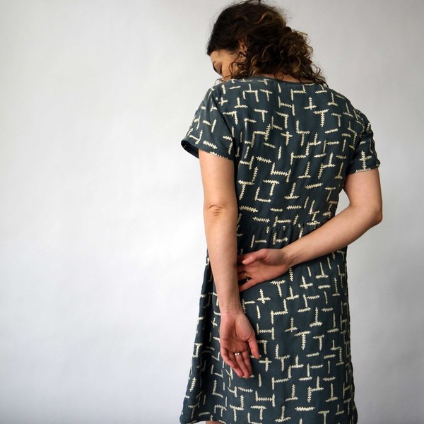 Make It Good- Gathered Tee Dress in Marine Summer Fern Make It Good- Gathered Tee Dress in Marine Summer Fern