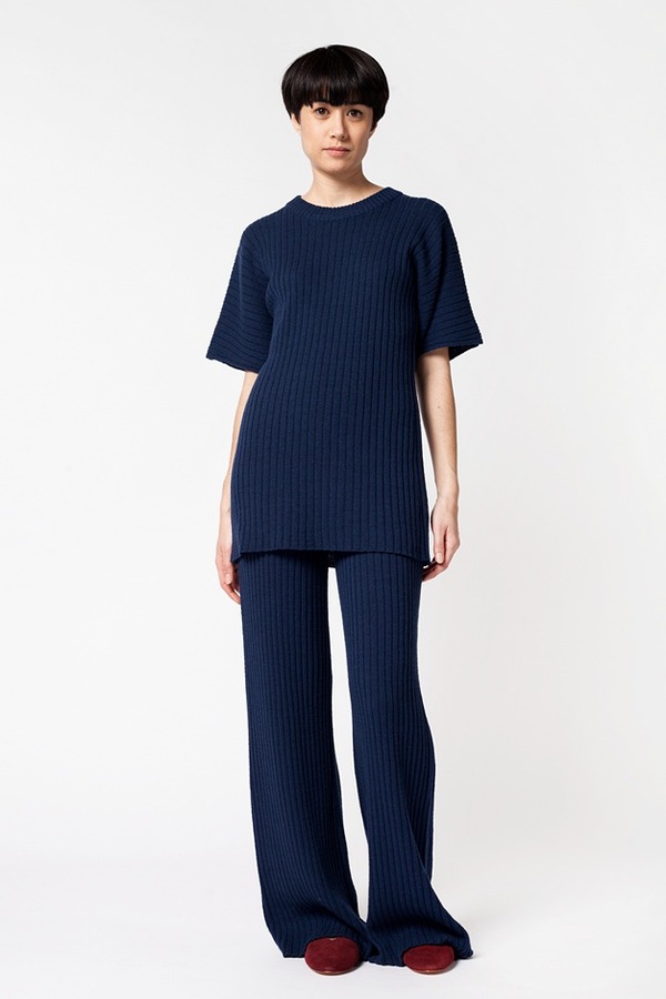 Creatures of Comfort Dropped Shoulder Ribbed Top - navy Creatures of Comfort Dropped Shoulder Ribbed Top - navy