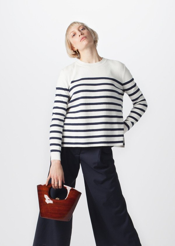 Organic by John Patrick Stripe Pullover with Slits Organic by John Patrick Stripe Pullover with Slits