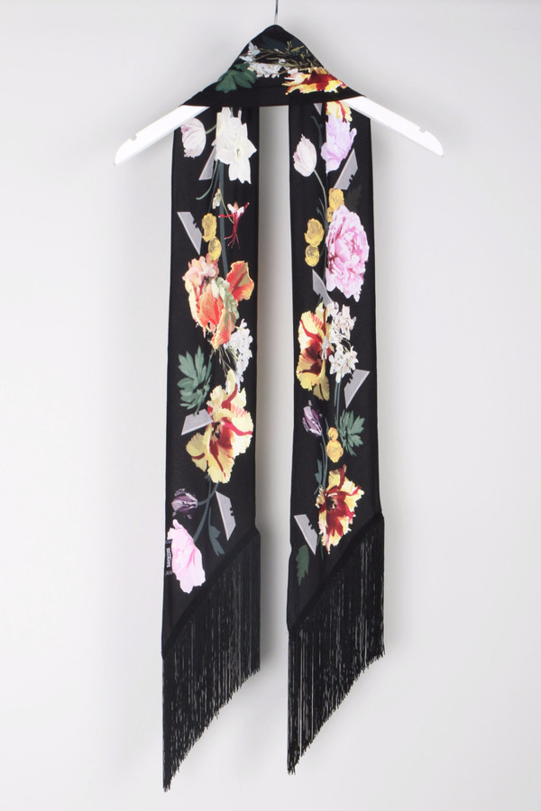 Rockins Flora Classic Skinny Black Scarf Rockins Flora Classic Skinny Black Scarf