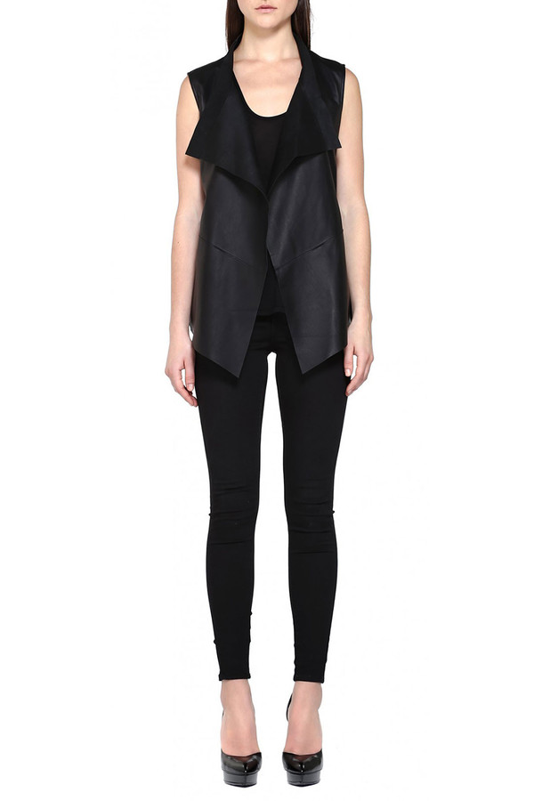 Mackage Haley Draped Leather Vest I Black Mackage Haley Draped Leather Vest I Black
