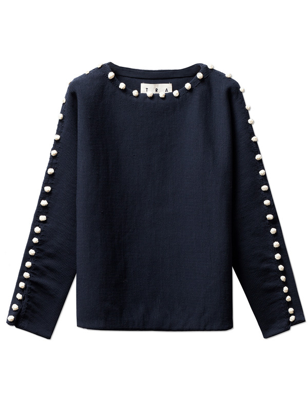 Trademark Bobble Boatneck Sweater Navy Trademark Bobble Boatneck Sweater Navy