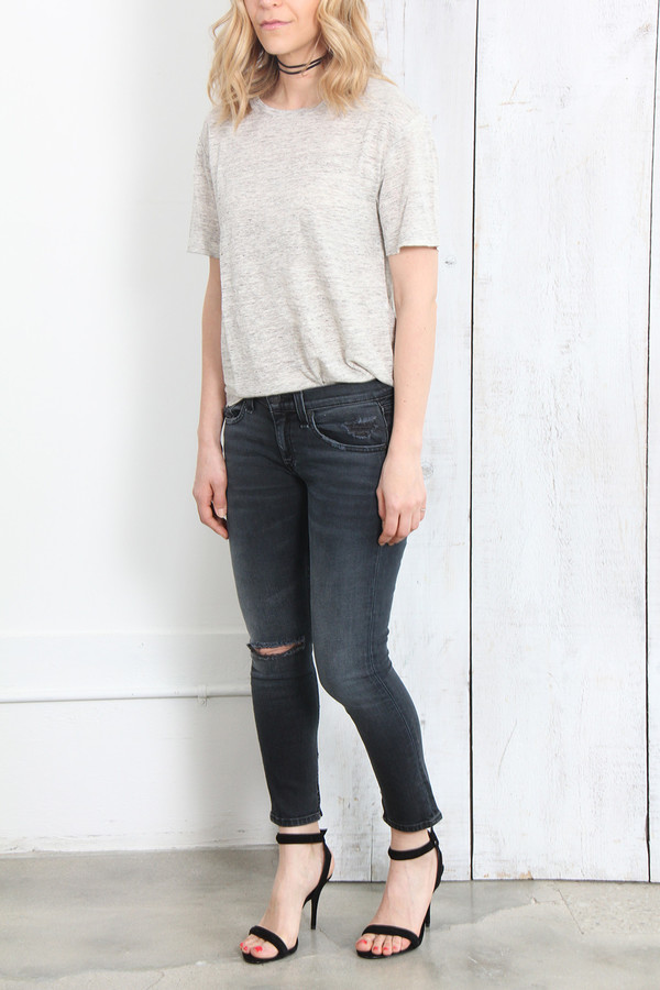 T By Alexander Wang LINEN SILK OVERSIZED TEE IN HEATHER GREY T By Alexander Wang LINEN SILK OVERSIZED TEE IN HEATHER GREY