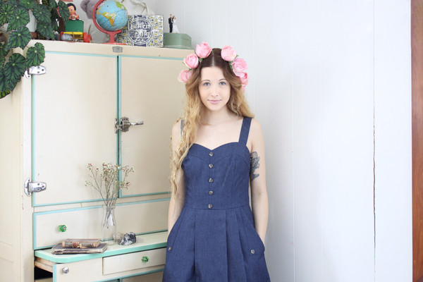 Birds of North America Chlorophonia Dress (Dark Wash) Birds of North America Chlorophonia Dress (Dark Wash)