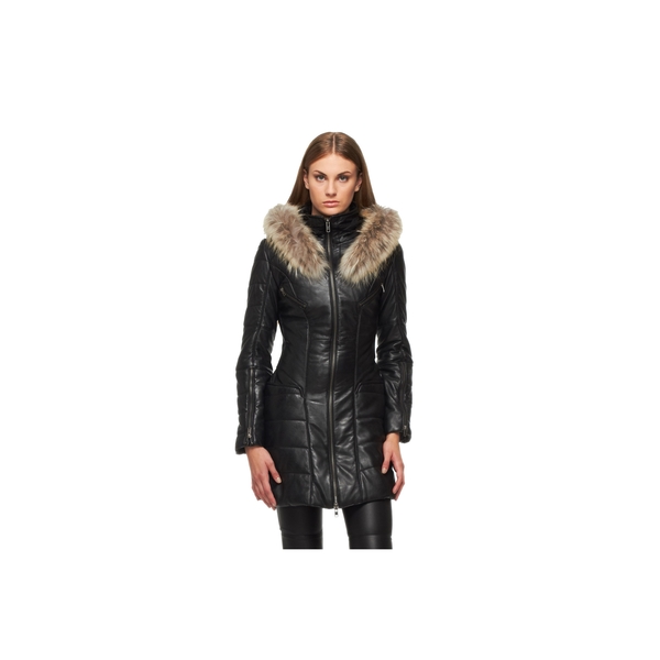 LAMARQUE ELIZABETH Leather Puffer Coat LAMARQUE ELIZABETH Leather Puffer Coat