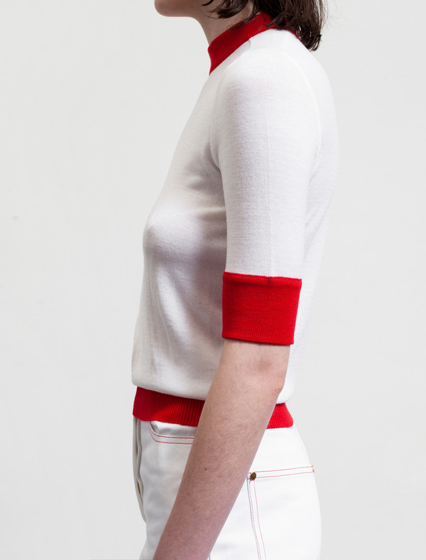 Etienne Deroeux Womens Mila Short Sleeve Red/White Etienne Deroeux Womens Mila Short Sleeve Red/White