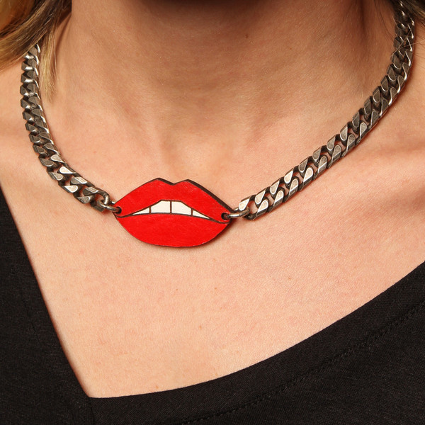 Leather Atelier Red Lips Necklace Leather Atelier Red Lips Necklace