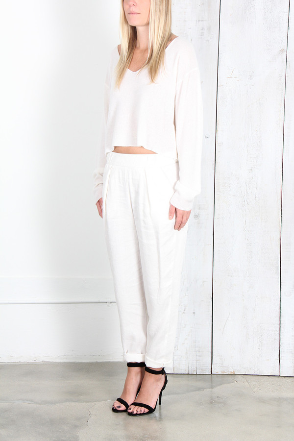 Raquel Allegra DIRTY WHITE LINEN EASY PANT Raquel Allegra DIRTY WHITE LINEN EASY PANT