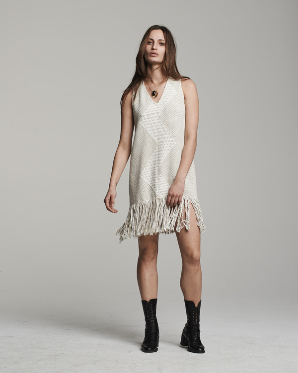 VOZ Zig Zag Dress - Sand/Ivory VOZ Zig Zag Dress - Sand/Ivory