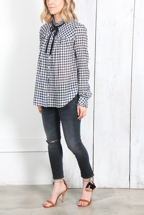 SEA GINGHAM LONG SLEEVE TOP SEA GINGHAM LONG SLEEVE TOP