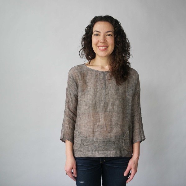 Modaspia Drop Sleeve Blouse in Black Linen Modaspia Drop Sleeve Blouse in Black Linen