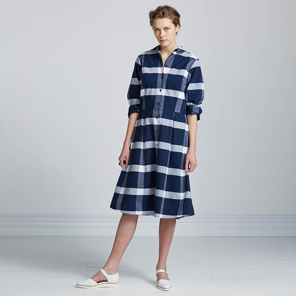 Kowtow Journal dress - navy/white check Kowtow Journal dress - navy/white check