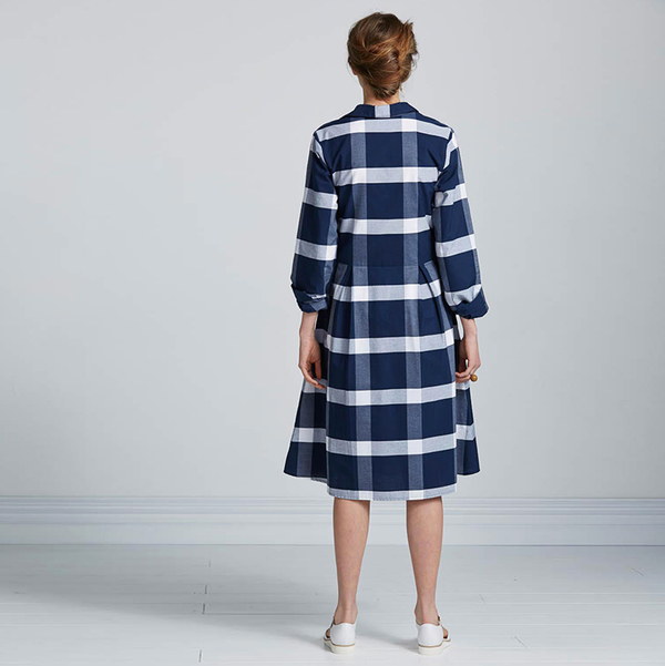 Kowtow Journal dress - navy/white check Kowtow Journal dress - navy/white check
