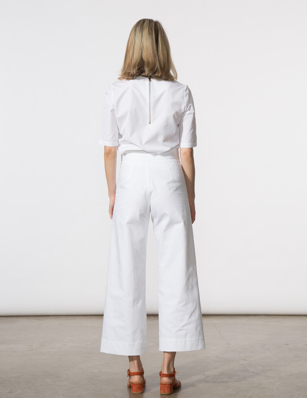 SBJ Austin Cat Top in White Italian Poplin SBJ Austin Cat Top in White Italian Poplin