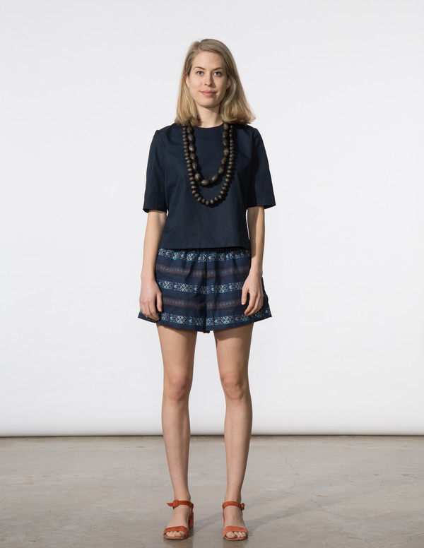 SBJ Austin Cat Top in Navy Italian Poplin SBJ Austin Cat Top in Navy Italian Poplin