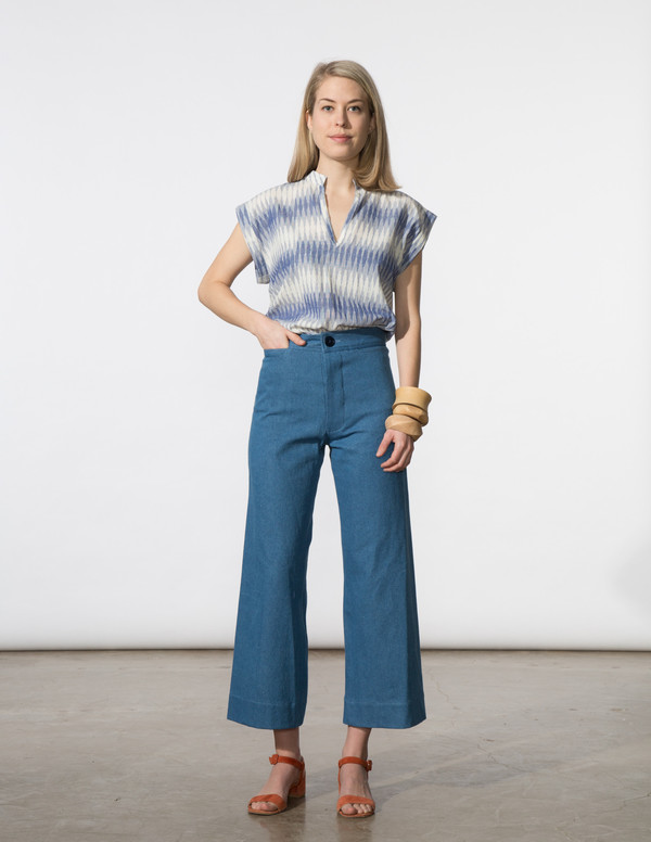 SBJ Austin Vivienne Top in Blue Ikat SBJ Austin Vivienne Top in Blue Ikat