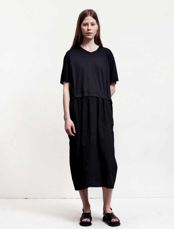 Ys by Yohji Yamamoto Tuck Detail Dress Navy Ys by Yohji Yamamoto Tuck Detail Dress Navy