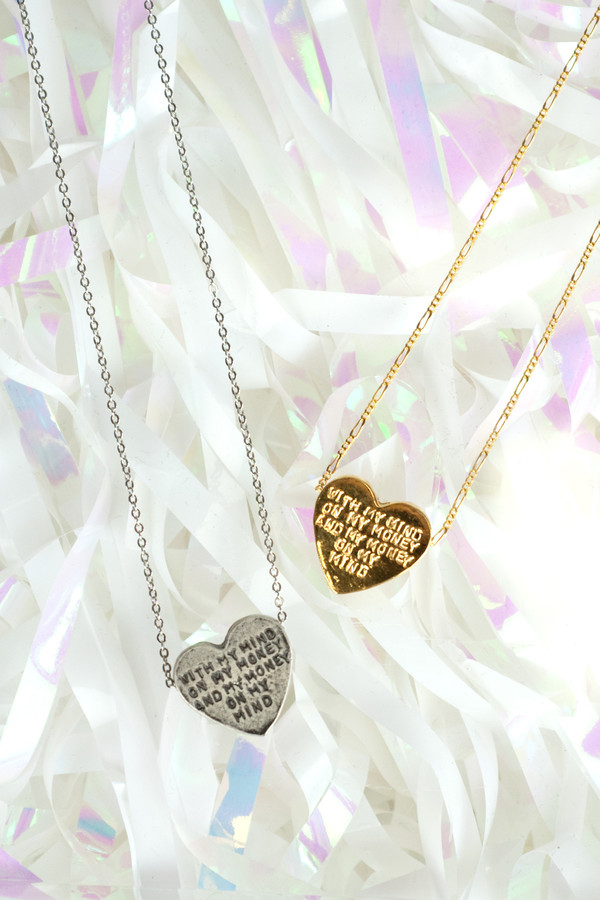 ERICA WEINER Heartbeats Necklace "With My Mind On My Money And My Money On My Mind" ERICA WEINER Heartbeats Necklace "With My Mind On My Money And My Money On My Mind"