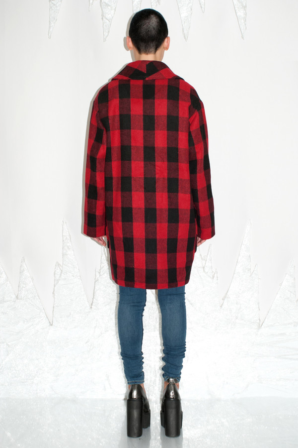 Native Youth Logger Check Shawl Coat Native Youth Logger Check Shawl Coat