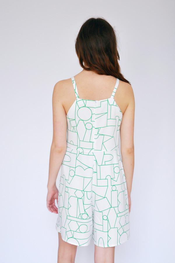 Blockhead Green Flare Shorts Romper Blockhead Green Flare Shorts Romper