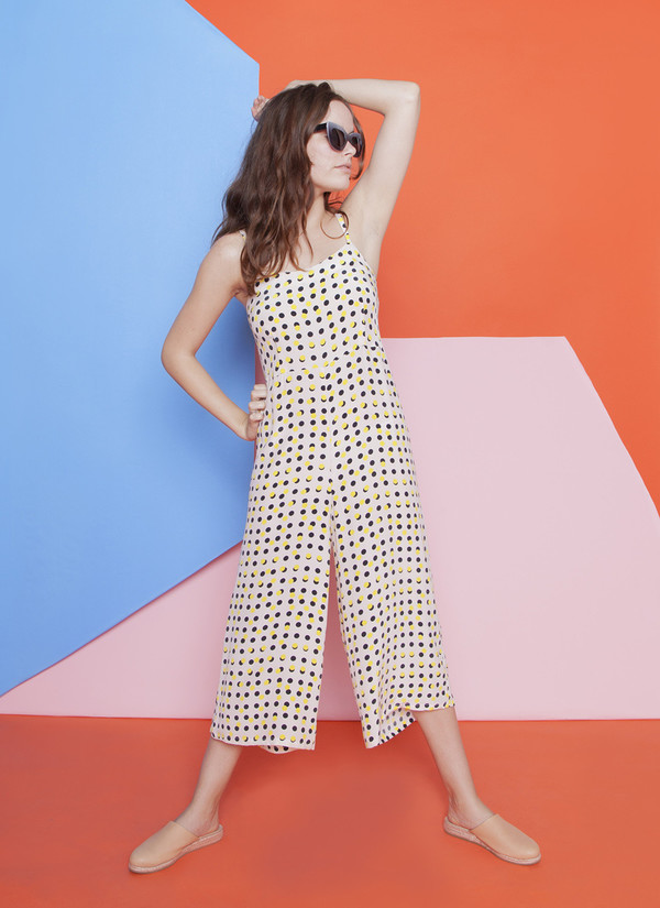Dusen Dusen Peach Double Dot Culotte Romper Dusen Dusen Peach Double Dot Culotte Romper