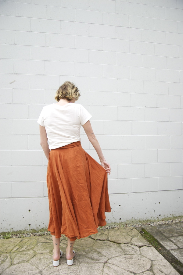 Black Crane Linen Wrap Skirt Black Crane Linen Wrap Skirt