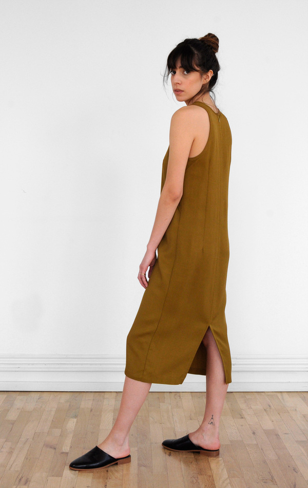 Waltz Sleeveless Racer Dress in Golden Olive Waltz Sleeveless Racer Dress in Golden Olive