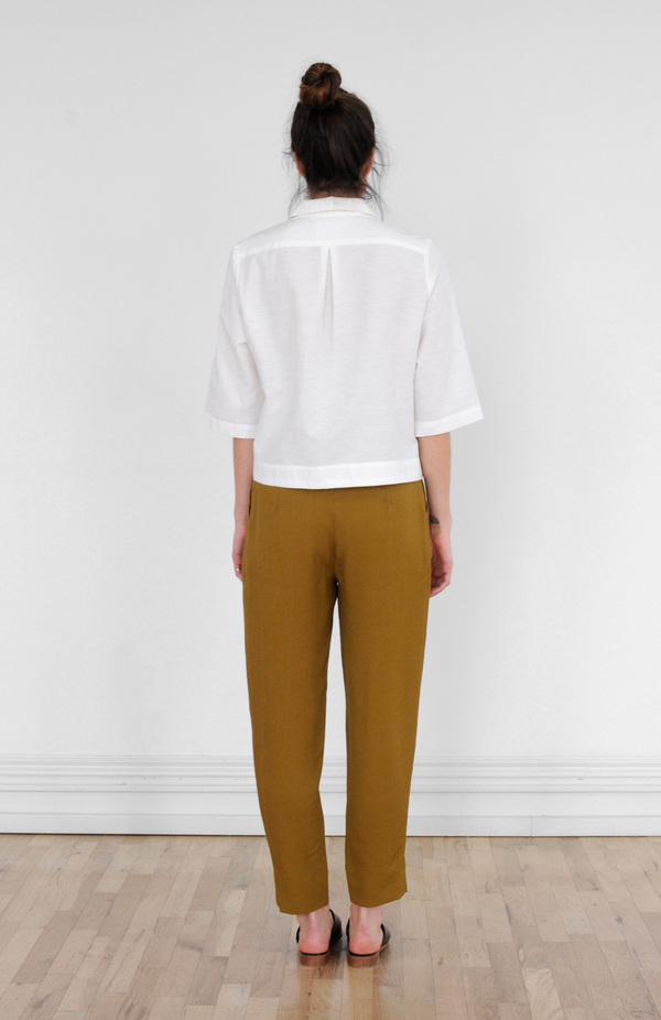 Waltz Cropped Button-Up Shirt in Ivory Waltz Cropped Button-Up Shirt in Ivory