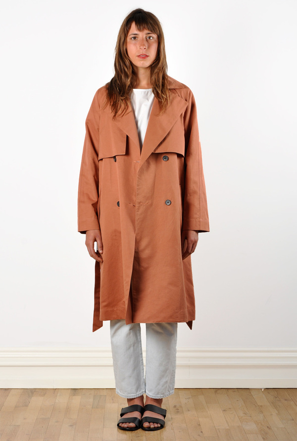 Waltz Trench Coat in Terracotta Linen/Cotton Twill Waltz Trench Coat in Terracotta Linen/Cotton Twill
