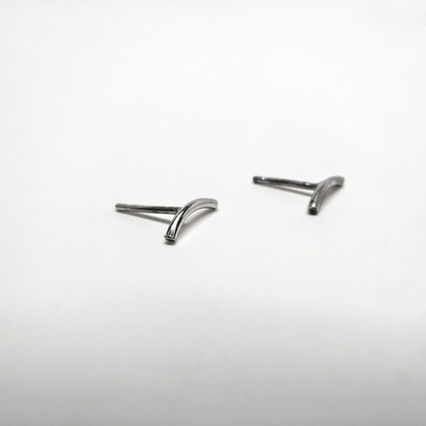 7115 by Szeki Curve Bar Stud Earrings - Sliver 7115 by Szeki Curve Bar Stud Earrings - Sliver