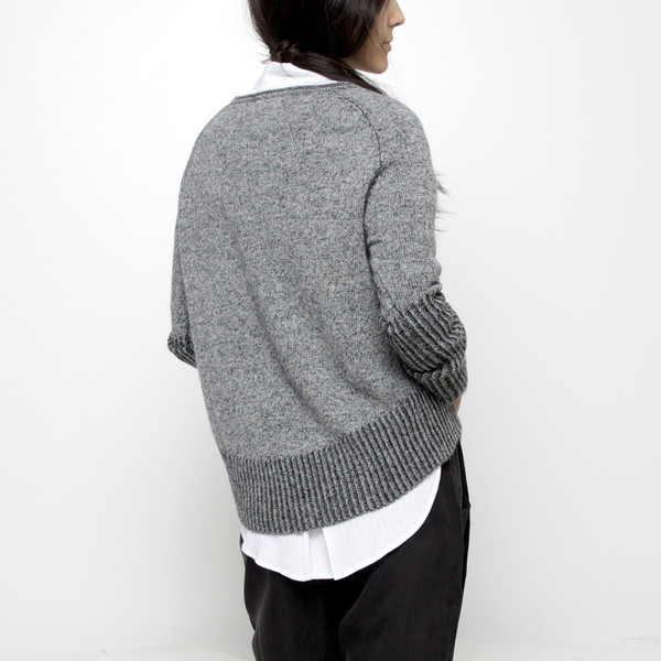 7115 by Szeki Reversible Cropped Sweater FW15 - Grey/Charcoal 7115 by Szeki Reversible Cropped Sweater FW15 - Grey/Charcoal