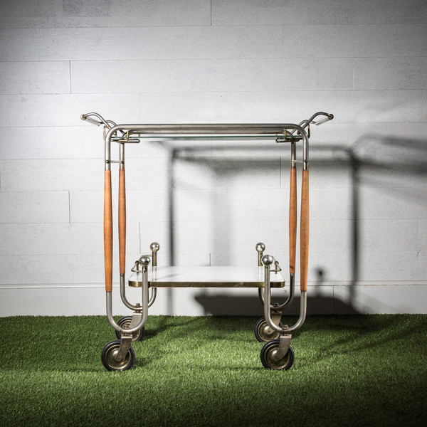 Chrome and Wood Bar Cart Chrome and Wood Bar Cart