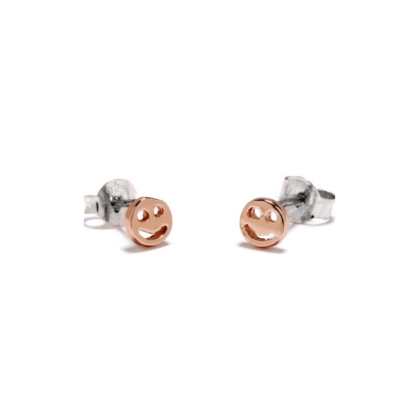 Bing Bang NYC Smiley Face Studs - Rose Gold Bing Bang NYC Smiley Face Studs - Rose Gold