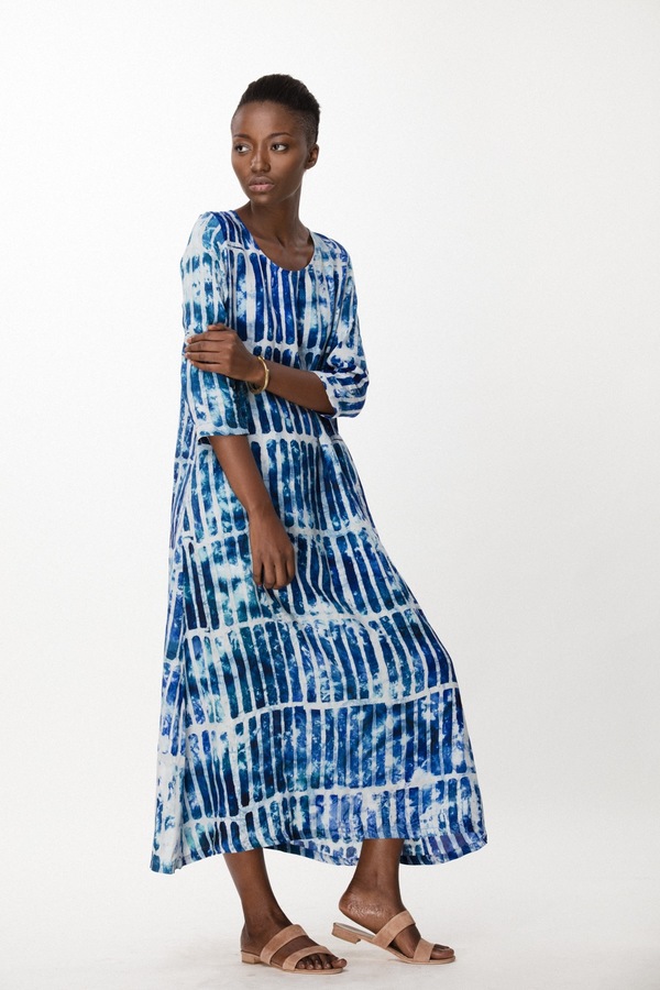 Osei-Duro Nima Long Dress in Marine Chalk Osei-Duro Nima Long Dress in Marine Chalk