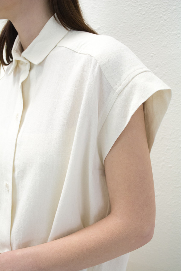 Micaela Greg White Pieced Sleeve Button Up Micaela Greg White Pieced Sleeve Button Up