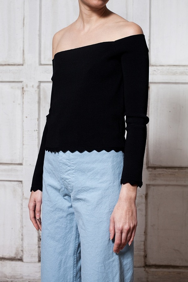 Apiece Apart Long Sleeve Off Shoulder Top - black Apiece Apart Long Sleeve Off Shoulder Top - black