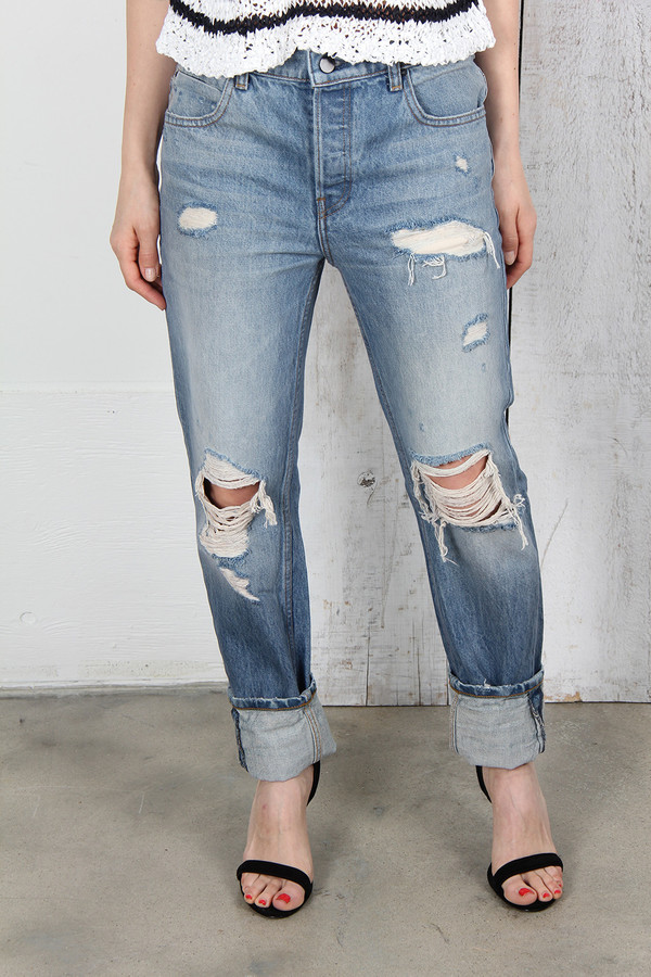 T By Alexander Wang WANG 003 DESTROYED BOY FIT DENIM T By Alexander Wang WANG 003 DESTROYED BOY FIT DENIM