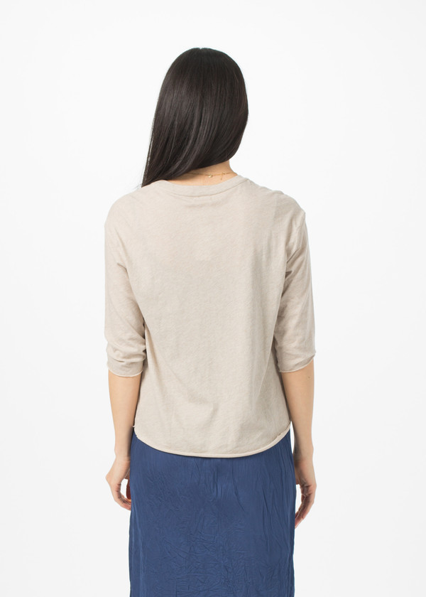 Organic by John Patrick 3/4 Sleeve Crew Neck Tee - Beige Organic by John Patrick 3/4 Sleeve Crew Neck Tee - Beige