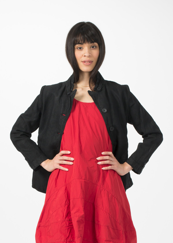 Rundholz Dip Woven Linen Blend Jacket - Black Rundholz Dip Woven Linen Blend Jacket - Black