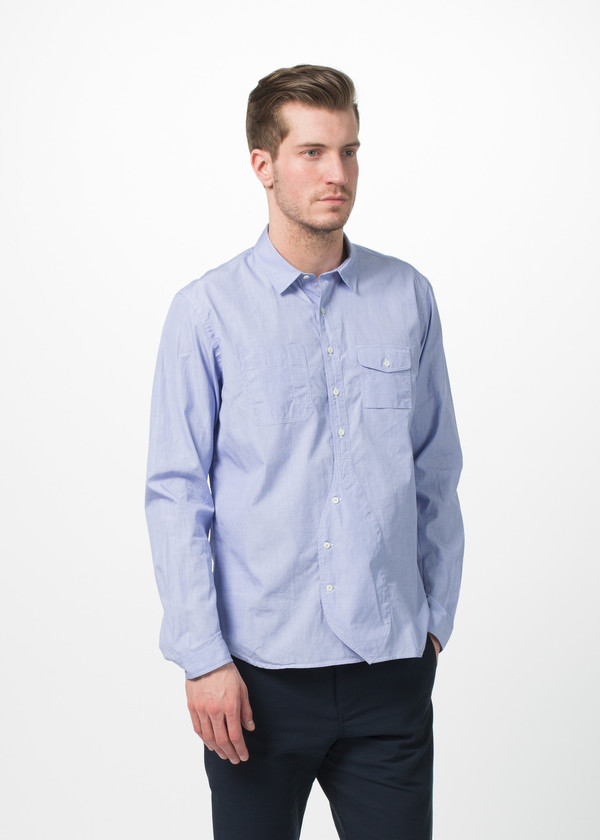 Men's Wooster + Lardini Asymmetrical Placket Shirt - Blue Men's Wooster + Lardini Asymmetrical Placket Shirt - Blue
