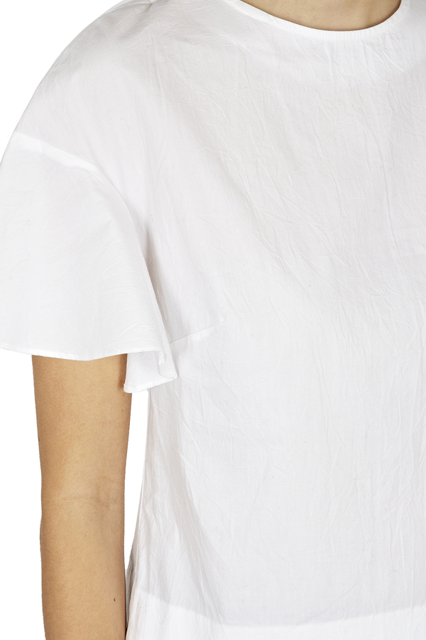Apiece Apart White Serra Ruffle-Sleeve Top Apiece Apart White Serra Ruffle-Sleeve Top