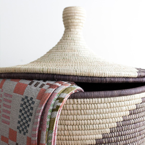 Rose & Fitzgerald Oversized Palm Arrow Basket, grey/natural Rose & Fitzgerald Oversized Palm Arrow Basket, grey/natural