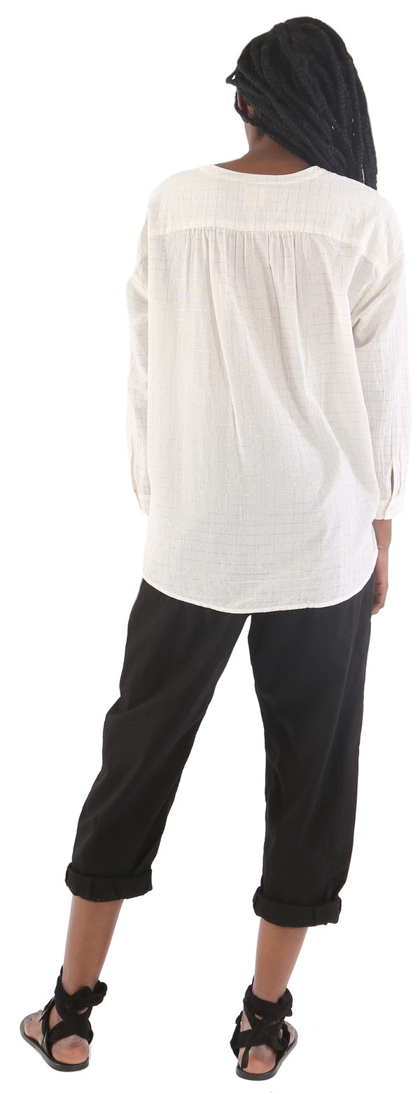 des petits hauts Felicia Gold Check Blouse des petits hauts Felicia Gold Check Blouse