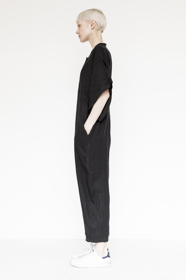 Black Crane Linen Jumpsuit Black Crane Linen Jumpsuit