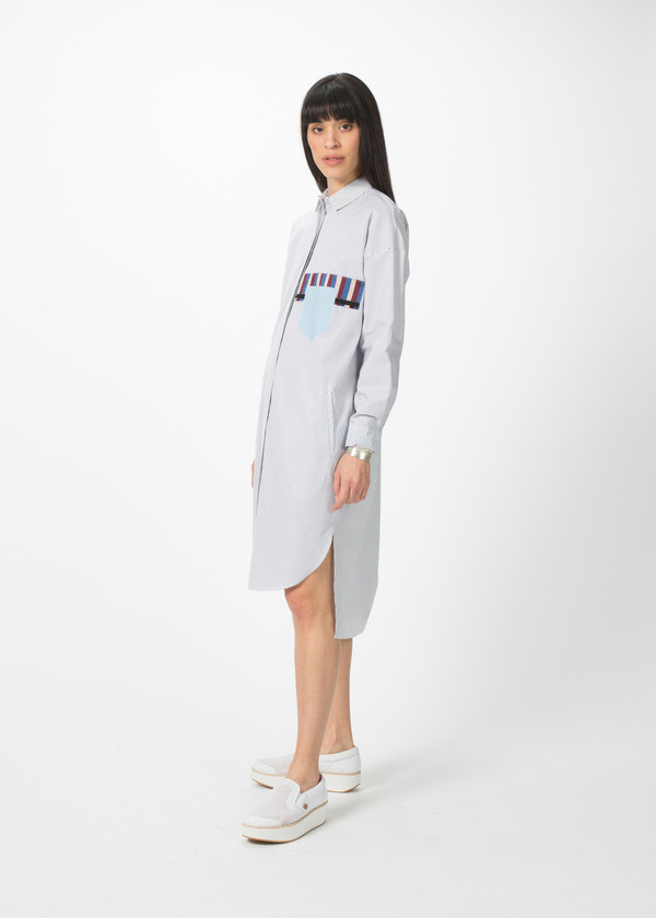 Odeeh Shirtdress with Stripe Trim Odeeh Shirtdress with Stripe Trim