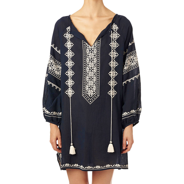 Star Mela Mayra embroidered tunic - navy/ecru Star Mela Mayra embroidered tunic - navy/ecru