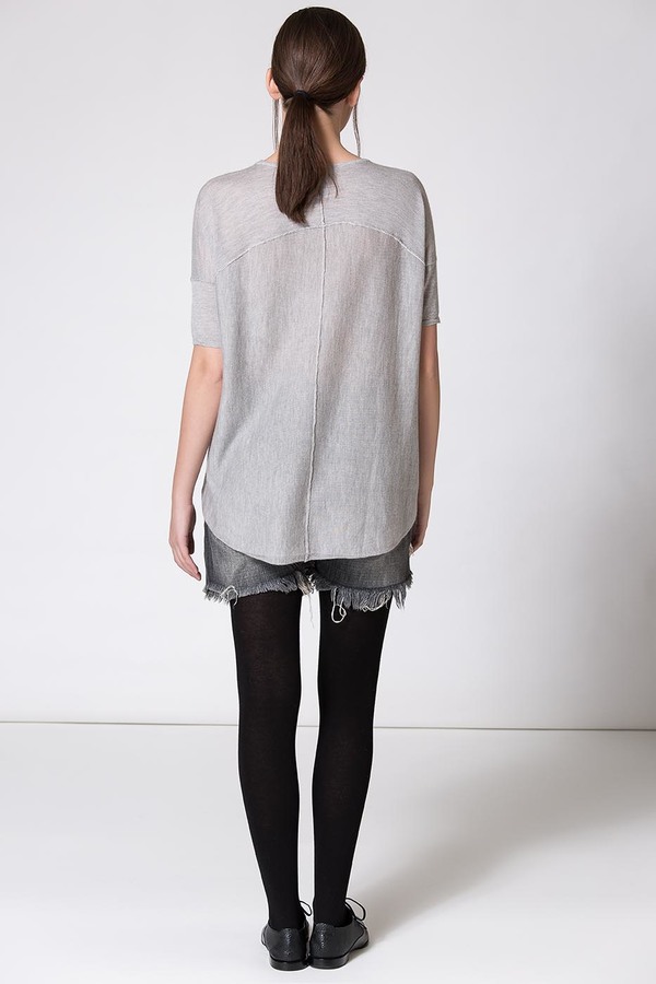 Paychi Guh Cashmere Boxy Tee Light Heather Grey Paychi Guh Cashmere Boxy Tee Light Heather Grey