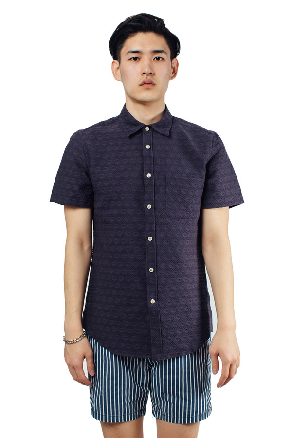 Men's Portuguese Flannel Grão S/S Buttondown Navy Men's Portuguese Flannel Grão S/S Buttondown Navy